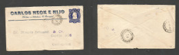 CHILE - Stationery. 1906 (18 April) Arrayan - Concepcion (18 April) Via TPO Los Anjelos Santa Fe Reverse Cds 5c Deep Blu - Chili