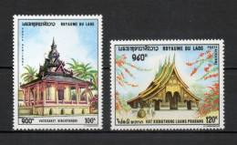 LAOS  PA  N° 64 + 65    NEUFS SANS CHARNIERE    COTE 6.00€    PAGODE - Laos