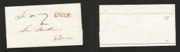 CHILE. 1831 (7 June) Stgo - Valp. EL With Text, Stline Red CHILE + "2" Mns Charge. VF. - Chile