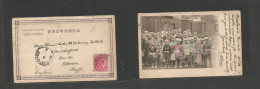 BURMA. 1904 (28 May) Moulmein - England, Staffordshire. Fkd Machine Photo Ppc. India Fkd, Cds + "Sec Post Office / A" Al - Birmania (...-1947)