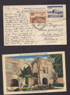 DOMINICAN REP. 1949 (20 Jan) C. Trujillo - Netherlands, Amsterdam. 2c Blue Stat Photo Card Ppc + Adtl On Airmail Usage.  - Dominicaine (République)