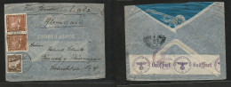 Chile - XX. 1940 (20 May) Viña Del Mar - Germany, Possneck. Via Condor - LATI. Air Multifkd Env 12,50 Pesos Rate + Nazi  - Cile