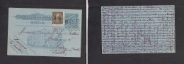 CHILE - Stationery. 1916 (11 March) Tenuco - Switzerland, Lutry. 6c Ovptd 3c Blue Stat Illustr Card + 4c Adlt, Tied Cds  - Chili