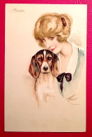 ILLUSTRATEUR " MEUNIER S.  ". - JEUNE FEMME AVEC SONT CHIEN - Meunier, S.