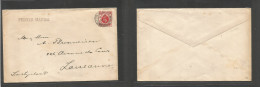 HONG KONG. 1936 (28 Febr) GPO - Switzerland, Lausanne. PM Unsealed Single 4c Red Fkd Env, Cds. Fine. - Other & Unclassified