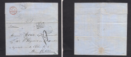 HAITI. 1873 (11 July) BPO Jacmel - France, Havre (30 July) Stampless E. Diff Transits And Charge Marks. Opens Out Well F - Haïti