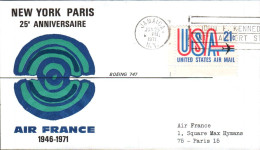 USA ETATS UNIS 25 ANS NEW YORK-PARIS PAR AIR FRANCE 1971 - Sobres De Eventos