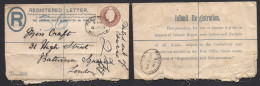 Great Britain - Stationery. 1903 (4 July) Woolwich - London, Battersea. Registered 3d Brown Stat Env. - ...-1840 Prephilately