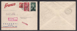 Italy - XX. 1950 (20 Apr) Milano - Switzerland, Souvillier. Express Multifkd Env Incl 100 Lire. Fine Comercial Usage. - Unclassified