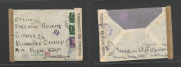 Italy - XX. 1944 (8 Apr) RSI, Milano - Germany, Neckar. Multifkd Dual Censored Envelope. Fine + Doble Ovpts. - Unclassified