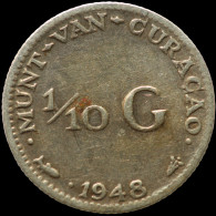 LaZooRo: Netherlands Curacao 1/10 Gulden 1948 VF / XF - Silver - Curaçao