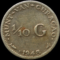 LaZooRo: Netherlands Curacao 1/10 Gulden 1948 VF / XF - Silver - Curacao