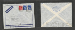 MARRUECOS - British. 1938 (5 Jan) Tangier - Germany, Duisburg. Air Multifkd Env At 6d Rate. Ovptd Issue, Via France Le B - Morocco (1956-...)