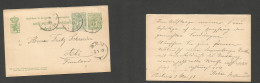 LUXEMBOURG. 1893 (3 May) Diekisch - Abo, FINLAND (7 May) 5c Green + Adtl, Cds Stat Card. Very Rare Destination + Arrival - Otros & Sin Clasificación