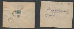 PERSIA. 1923 (1 Jan) Senneh - Teheran (11 Jan) "Controle" Issue. 6ch /24ch Ovptd Value, Reverse Single Fkd Local Envelop - Iran
