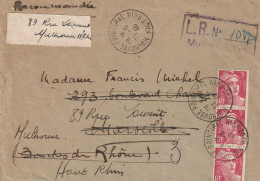 France Alsace Lettre Recommandée Provisoire Mulhouse Principal 1946 - Storia Postale