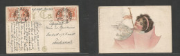 RUSSIA. 1914 (17 Jan / 29 Jan) Dorpat - Germany, Newstadt. Multifkd Postcard, Tied Cds. VF Used. - Altri & Non Classificati