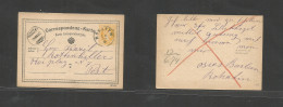 UKRAINE. 1874 (10 June) Austrian PO, Rohatyn - Pest (12 June) Hungary. 2kr Yellow Early Stat Card. Polish Language, Oval - Ukraine