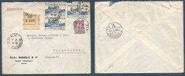 TUNISIA. 1939 (4 Apr) Sfax - Denmark, Cph (10 Apr) Registered Multifkd Env At 4,75 Fr Rate. Fine. - Tunisie (1956-...)