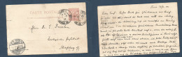 TUNISIA. 1904 (23 March) GPO - Strassburg, Germany (26 March) Cds Error Date TUNIS Again 28.3.04. Fine 10c Red Stat Card - Tunesië (1956-...)