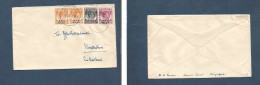 STRAITS SETTLEMENTS SINGAPORE. 1948 (13 July) BMA, Sing - Switzerland, Winterthur. Multifkd Colorful Envelope, Tied Cds  - Singapore (1959-...)