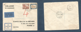 SOUTH AFRICA. 1934 (4 Jan) Capetown - France, Paris (20 Jan) Registered Air Multifkd Env. Very Nice Item. R-label. - Other & Unclassified