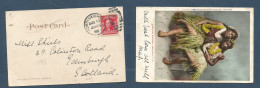 USA - HAWAII. 1906 (Aug 11) Honolulu - Scotland, Edinburg. Hawaian Maidens Early Color Fkd Ppc, Tied Cds Grill. - Andere & Zonder Classificatie