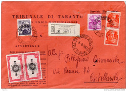 1962 LETTERA RACCOMANDATA  CON ANNULLO TARANTO VIA DUOMO - 1961-70: Marcofilie