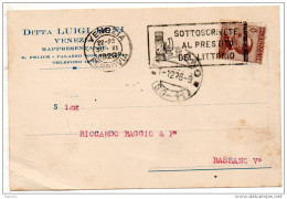 1926 CARTOLINA CON ANNULLO VENEZIA + TARGHETTA - Marcophilia