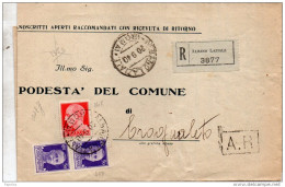 1940 LETTERA  RACCOMANDATA CON ANNULLO ALBANO LAZIALE ROMA - Marcophilia