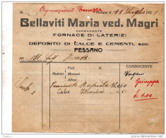1921   FATTURA  FORNACE DI LATERIZI   - PESSANO MILANO - Italie