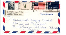 USA ETATS UNIS AFFRANCHISSEMENT COMPOSE SUR LETTRE POUR LA FRANCE 1968 - Marcophilie