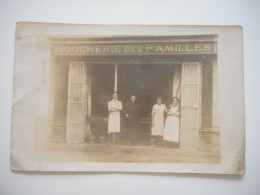 CARTE PHOTO ANCIENNE ANIMATION BOUCHERIE DES FAMILLES A LOCALISER - Foto