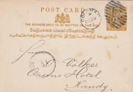 Ceylan Entier Postal 1898 - Ceilán (...-1947)