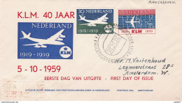 NEDERLAND Netherlands KLM 40 Years FDC 05.10.1959 Aangetekend - Luchtpost