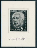 BF0727 / SAARLAND  -  1957  ,  Peter Frantzen  ,  Entwurf Der Ausgabe Heuss Mit Original Unterschrift - Covers & Documents
