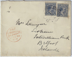 ESPAGNE / ESPAÑA 1899 2xEd.221 25c Sobre Carta SANTA CRUZ DE TENERIFE Canarias A BELFAST Via LIVERPOOL (British Packet) - Lettres & Documents