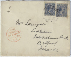 ESPAGNE / ESPAÑA 1899 2xEd.221 25c Sobre Carta SANTA CRUZ DE TENERIFE Canarias A BELFAST Via LIVERPOOL (British Packet) - Storia Postale