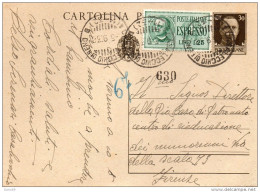 1938  CARTOLINA ESPRESSA  CON ANNULLO    Casalecchio Di Reno  BOLOGNA + FIRENZE - Posta Espresso