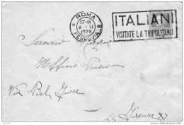 1928  LETTERA CON ANNULLO ROMA + TARGHETTA VISITATE LA TRIPOLITANIA - Marcophilia