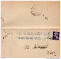 1945    LETTERA  CON ANNULLO CAMPAGNA LUPIA VENEZIA - Storia Postale