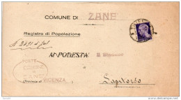 1945 LETTERA  CON ANNULLO ZANE' VICENZA - Marcophilie