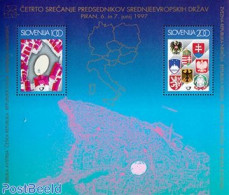 Slovenia 1997 Presidential Meeting S/s, Mint NH, History - Various - Coat Of Arms - Maps - Geografia