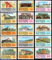 St Kitts/Nevis/Anguilla 1978 Definitives 15v, Mint NH, Nature - Performance Art - Sport - Transport - Various - Fruit .. - Frutas