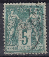 TIMBRE FRANCE TYPE SAGE 5c VERT N/B N° 64 OBLITERATION LEGERE - COTE 60 € - 1876-1878 Sage (Type I)