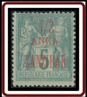 Zanzibar Bureau Français - N° 17a (YT) N° 37a (AM) Neuf *. Surcharge Rouge. - Unused Stamps