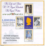 Liberia 2001 Queen Mother 4v M/s, Mint NH, History - Kings & Queens (Royalty) - Royalties, Royals