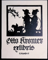 1925 EX LIBRIS HANS SCHAEFER X OTTO KROMER EXLIBRIS PROFILO BAMBINI GIOCO - Bookplates