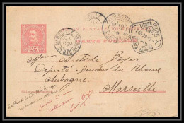 113983/ Entier Postal (Stationery) Portugal Bouches Du Rhone Pour Marseille Lisboa Central 1899 - Entiers Postaux