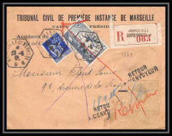 113624 Recommandé Lettre Bouches Du Rhone Poste Aérienne (pa) N°9 Retour à L'envoyeur 1938 Marseille B - 1960-.... Covers & Documents